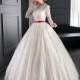 Glamorous Lace Jewel Neckline Ball Gown Wedding Dress With Beadings and Rhinestones - overpinks.com