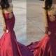 Modern Off-the-Shoulder Long Sleeves Appliques Sweep Train Long Prom Dress