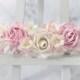 White and pink flower crown - wedding floral hair wreath - flower headpiece - flower hair accessories for girls