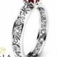 Natural Ruby Engagement Ring Unique  14K White Gold Ruby Ring Filigree Engagement Ring