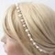 bridal tiara, ivory headband, wedding head piece, pearl and rhinestone halo, brides accessories, gift for her, hair flowers