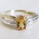 Citrine Channel Set Diamond 10k Yellow White Gold Crossover Ring
