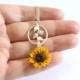 Sunflower Necklace , Sunflower Jewelry , Gifts , Yellow Sunflower Bridesmaid, Sunflower Flower Necklace, Bridal Flowers, Bridesmaid Necklace