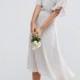 ASOS WEDDING Embellished Flutter Sleeve Midi Dress