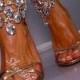 Huge Rhinestone Ankle Wrap Dress Sandals