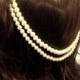 Free Shipping: ELIZABETH Ivory Pearl Bridal Head Chain Hair Piece