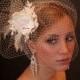 Fabulous BIRDCAGE VEIL , wedding hat, bridal hat. Amazing fascinator, hair flowers, lace, pearls, crystals, feathers.