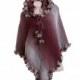 Pink hooded poncho, Purple hoodie, Poncho with hood, Fringes and tassels, Knit purple cape, Purple poncho, Pink hoodie, Cape with hood
