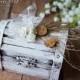 Personalized Wedding Rustic Ring Bearer Box Ring Pillow Box Birch Bark Rustic Vintage Wooden
