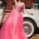 Shining Tulle & Satin Sweetheart Neckline A-Line Prom Dresses With Embroidery & Beads - overpinks.com
