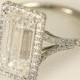 Stunning F/VVS2 - 2.00 carats total - GIA certified Emerald Cut Diamond engagement ring - Handmade - 14K white gold - Bph027