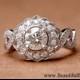 Vintage style flower Halo  - 14K Diamond Engagement Ring - 1.00 carats total - with miligrain - Bph029
