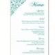 Wedding Menu Template DIY Menu Card Template Editable Text Word File Instant Download Blue Menu Teal Menu Floral Menu Printable Menu 4x7inch