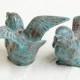Ceramic Love Bird Figurines Wedding Cake Toppers Handmade Ceramic Keepsakes in Rustic Pottery Blue - Made to Order