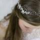 Flower Hair Vine,Bridal Flower Halo,Wedding Hair Halo,White Pearl Hair Vine,Wedding Pearl Hair Accessories,White Wedding Crown,Bridal Halo