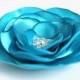 ivory flower hair pin, bridal accessory, brides flowers, something blue, rhinestone bead