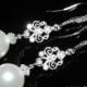 White Pearl Chandelier Bridal Earrings Swarovski 10mm Pearl Silver Dangle Earrings White Pearl Wedding Jewelry Bridal Pearl Drop Earrings