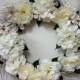 WHITE and CREAM Floral Wreath-Wall Wreath-Home Reception Decor-Romantic Wreath-Elegant Wreath-Gift for Bride