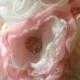 Fabric Bouquet Flower Girl Junior Bridesmaid Pink White Lace Brooch Pearls Hand Made silk