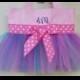 Pink Tote Bag with Pink, Purple and Teal Tulle and Pink Polka Dot Ribbon Embroidered Tutu Tote Bag - TB190 - D