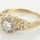 Halo Diamond Ring, Engagement Ring, Unique Diamond Ring, Art Nouveau Engagement Ring, 14K Solid Gold Ring, Diamond Engagement Ring, Gift
