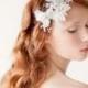 Bridal Headpiece, Lace Headpiece, Wedding Hair Comb, Pearl Hair Comb, Lace Hair Comb, Ivory Hair Comb, Crystal Headpiece - Leaves of Love