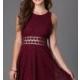Short Burgundy Red Lace Homecoming Dress with Cut-Out Waist - Brand Prom Dresses