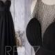 2016 Black Chiffon Bridesmaid Dress, Beading Soft Tulle Illusion Wedding Dress, Sweetheart Neckline  Chiffon Prom Dress Floor Length (J060)
