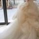 Luxury ruffles tulle ball gown with lace bodice wedding dress