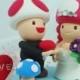 Custom Wedding Cake Topper--Love Mr. & Mrs. Mushroom with Circl Clear Base