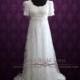 Regency Style Lace Wedding Dress with Empire Waist, Vintage Style Wedding Dress, Retro Wedding Dress, Prom Dress, Formal Dress 