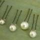 6 Ivory 6mm 8mm and 10mm Swarovski Crystal Pearl Hair Pins