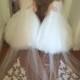 Ball Gown White Flower Girl Dress with Lace Top Court Train