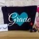 Personalised Make Up Bag Or Wash Bag - Unique Wedding Gift for Bridal Party - Heart and Name - Bridesmaid Gift, Birthday Present