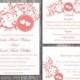 DIY Wedding Invitation Template Set Editable Word File Instant Download Printable Invitation Red Wedding Invitation Heart Invitation