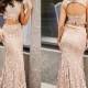 Dramatic Two Piece Prom Dress - Mermaid Scoop Sleeveless Open Back Sweep Train