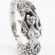 Mermaid Claudia - Handmade Sterling Engagement ring with a Diamond Mermaid, Diamond Ring, The Little Mermaid Nautical, Mystical Jewelry, 189