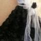 Onyx Rose Goddess Black & White Natural Waist Tulle Belted Bridal Wedding Formal Ball Gown