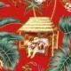 Christmas Tropical Fabric, Santa Clause, Santa in Aloha Shirts, Hawaiian Fabric, Red, HCN9766, Ask for bulk