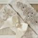 Wedding garter - Customizable  Garter Set w/ "Pearls" and Rhinestones on Comfortable Lace, Wedding Garter, Crystal Garter Set, Prom