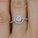 White Round Cut Micro Pave CZ Halo Engagement Ring Sterling Silver With Cubic Zirconia Bridal Engagement Promise Ring