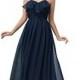 Angelia Bridal Women's Navy Backless Halter Prom Party Bridesmaid Long Dress