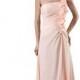 Angelia Bridal Strapless One Shoulder Chiffon Long Bridesmaid Dresses (14,Pink)