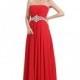 Angelia bridal Women's Strapless Sweetheart Chiffon Long Prom Dresses (Red 8)