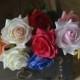 Real Touch Roses Red Cream Blue Blush Champagne Silk Roses For Wedding Flowers Silk Bridal Bouquets Wedding Centerpieces