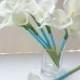 Ivory Calla Lily Bridesmaid bouquet in light blue ribbon, Flower Girl Bouquet, Toss Bouquet