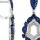 Sapphire & Diamond Earrings 14k White Gold, Gemstone Earrings