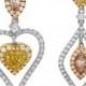 Pink Diamond & Yellow Diamond Mismatch Earrings (1.84 ctw), Heart Yellow Diamond, Marquise Pink Diamond Earrings