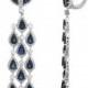 Sapphire & Diamond Chandelier Earrings 14k White Gold, Anniversary Gifts for Women