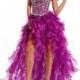 Amazing Satin & Organza A-line Strapless Sweetheart Neckline High Low Ruffled Prom Gown - overpinks.com